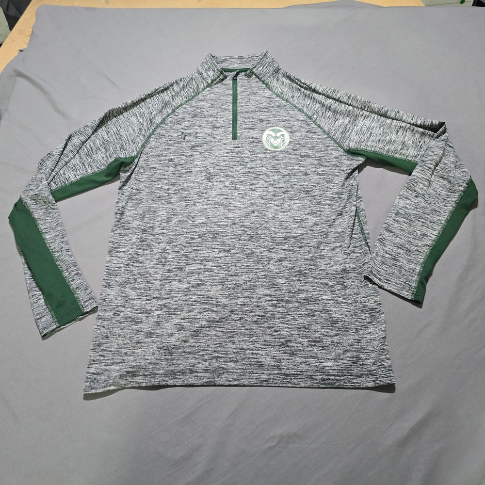 Under Armour 1/4 Zip Pullover Mens Medium Gray Colorado State Rams CSU HeatGear